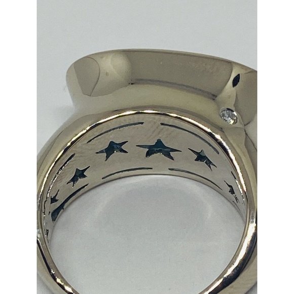 H. Stern Diamond 6.87ct Blue Topaz 18K Gold Oval Cocktail Ring 12.0 Grams Size 6 - Picture 7 of 10